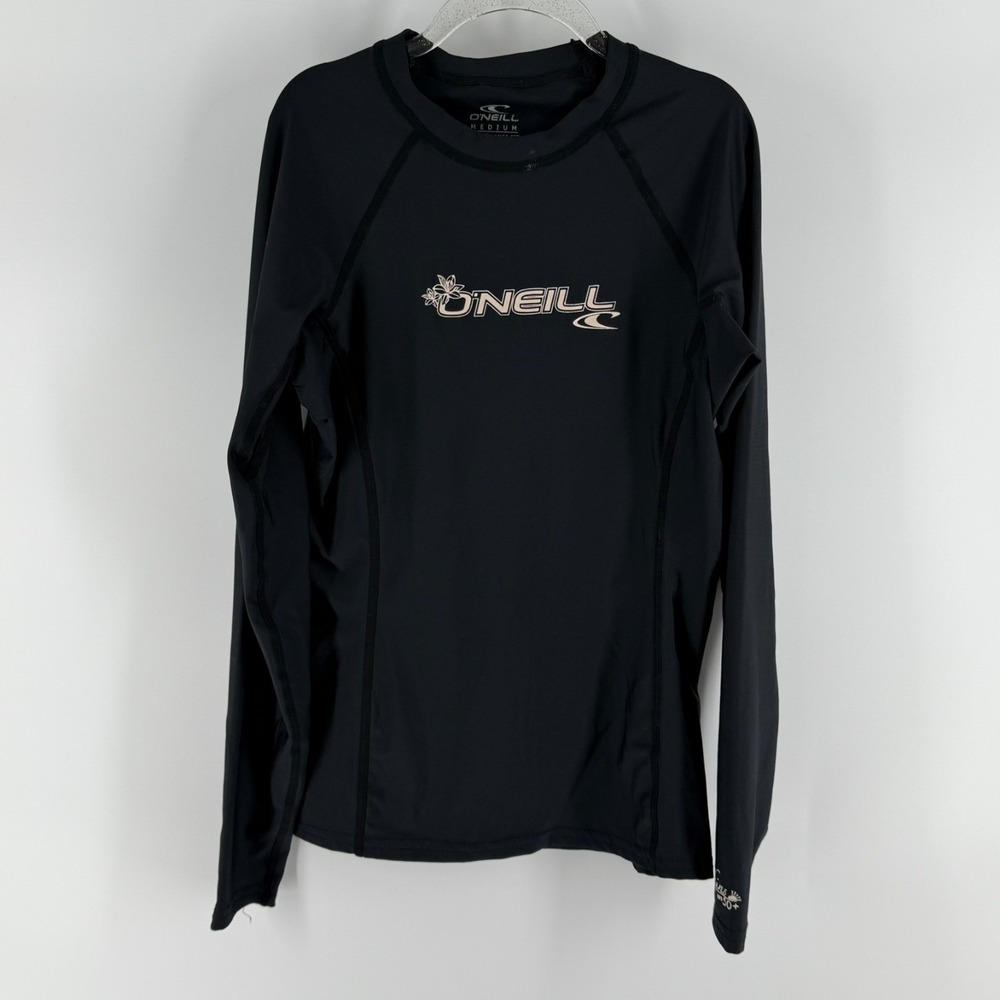 O'Neill Basic 50+ UV Rash Guard Womens M‎ Black Sun Protection Performance Fit
